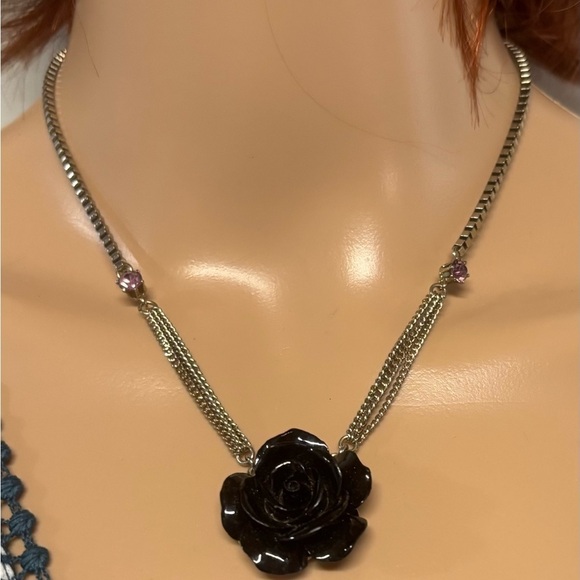 Betsey Johnson Jewelry - ❤️Betsey Johnson Goth Lucite Rose Necklace
